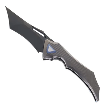 Ketuo Villainous DLC Folding Knife Gray Titanium 3.54" Black DLC M390 Tanto