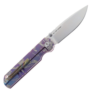 SixLeaf Folding Knife Purple Titanium Handle 14C28N Plain Edge Satin Finish SL-109-Satin-Purple
