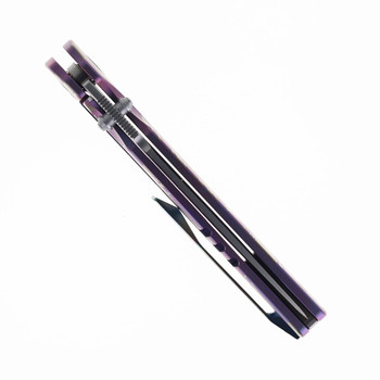 SixLeaf Folding Knife Purple Titanium Handle 14C28N Plain Edge Satin Finish SL-109-Satin-Purple