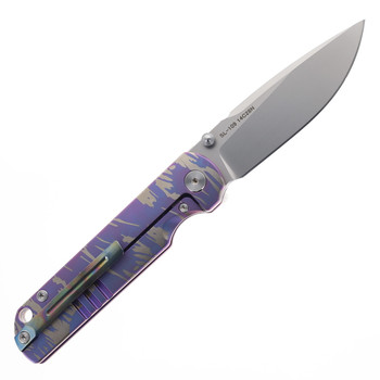 SixLeaf Folding Knife Purple Titanium Handle 14C28N Plain Edge Sandblast Blade SL-109-Sand-Purple