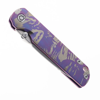 SixLeaf Folding Knife Purple Titanium Handle 14C28N Plain Edge Sandblast Blade SL-109-Sand-Purple