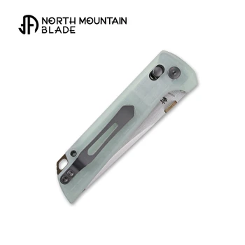 North Mountain Blades Crossbar Lock Folding Knife Jade G10 Handle 5-Layer Copper-Clad Steel Plain Edge 2418-JD-G-5