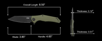Kubey Flash Liner Lock Folding Knife Green G-10 Handle 3.85" Black Stonewash San Mai M2 Reverse Tanto Plain Edge KU158L
