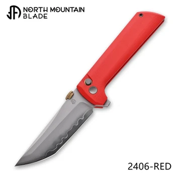 North Mountain Blades Chop2 Folding Knife Firefighter Red G10 Handle SLD-Magic Tanto Plain Edge Satin Finish 2406-Red