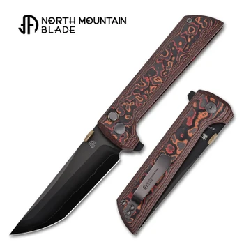 North Mountain Blades Chop2 Folding Knife Orange/Black Carbon Fiber Handle SLD-Magic Plain Edge Black DLC Blade 2406-ORCF-DLC