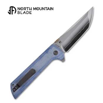 North Mountain Blades Chop2 Folding Knife Blue Jeans Micarta Handle SLD-Magic Plain Edge 2406-BLMCT