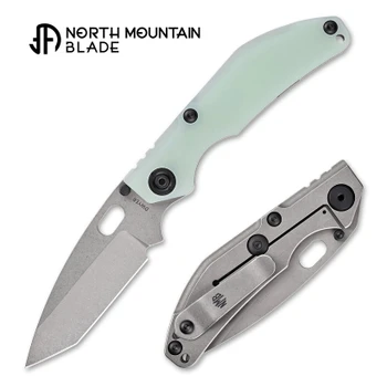 North Mountain Blades BBNM Basic Folding Knife Jade G10/Titanium Handle 14C28N Plain Edge 2522-G10-JD