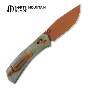 North Mountain Blades Coyote Yamainu Folding Knife Green Micarta Handle 10Cr15MoV Plain Edge 2603-GRMCT
