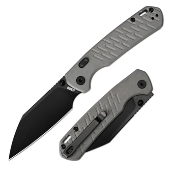 CJRB Pyrite-Light Folding Knife Gray G-10 Textured Handle 3.34" Black PVD AR-RPM9 Wharncliffe J1945X-BGY