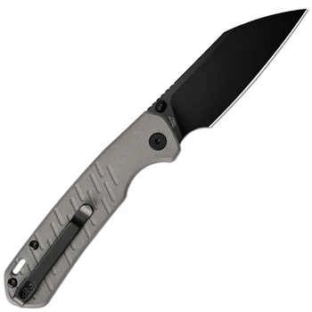 CJRB Pyrite-Light Folding Knife Gray G-10 Textured Handle 3.34" Black PVD AR-RPM9 Wharncliffe J1945X-BGY