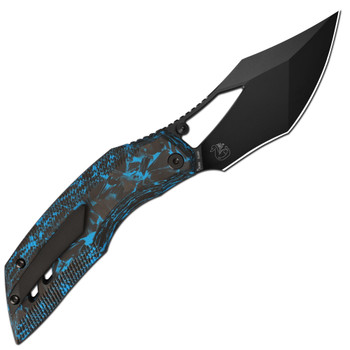 Artisan Cutlery Dark Wing Folding Knife Blue Glow in the Dark Carbon Fiber Handle 3.63" Black PVD S90V Clip Point 1887G-GDBU