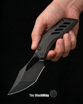 Artisan Cutlery Dark Wing BlackWing Folding Knife Black Titanium Handle 3.63" Black Stonewash S90V Clip Point 1887G-BBK