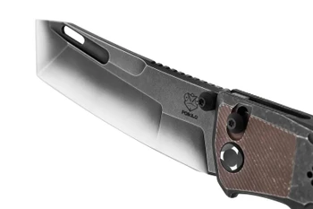 Poikilo Blade TASK-Denzoku S2 Rusty Tank Folding Knife Titanium Handle 3.7" Black Stonewash M398 Modified Tanto Blade