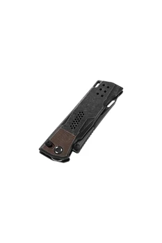 Poikilo Blade TASK-Denzoku S2 Rusty Tank Folding Knife Titanium Handle 3.7" Black Stonewash M398 Modified Tanto Blade