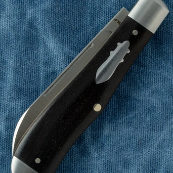 Jack Wolf Knives Eureka Slip Joint Folding Knife Ebony Wood Handle 2.83" Satin Sandvik 14C28N Blade EUREK-01-EBONY