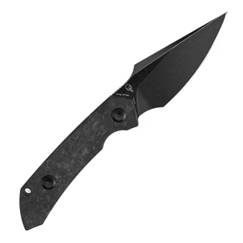 Kansept Fenrir Fixed Blade Knife Black Shred Carbon Fiber Handle S35VN Plain Edge Blackwash Finish KG3034A3