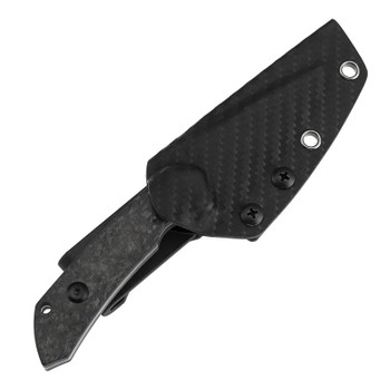 Kansept Fenrir Fixed Blade Knife Black Shred Carbon Fiber Handle S35VN Plain Edge Blackwash Finish KG3034A3