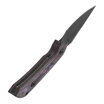 Kansept Fenrir Fixed Blade Knife Purple Haze Fatcarbon Handle S35VN Plain Edge Blackwash Finish KG3034A4
