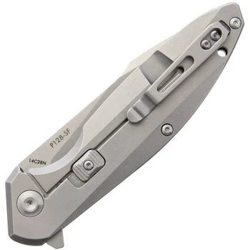 Ruike Folding Knife Silver Stainless Steel Handle 14C28N Plain Edge Satin Finish P128-SF