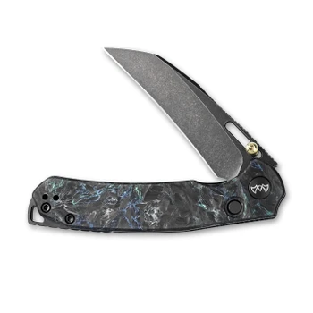 Wixco Wortex XL Folding Knife Cyan Blue Shredded Carbon Fiber Handle 14C28N Plain Edge Black Stonewash Finish WX16XL-C