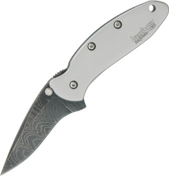 Kershaw Ken Onion Chive Assisted Folding Knife Plain Edge Damascus Blade Stainless Steel Handle 1600DAM