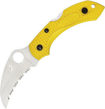 Spyderco Dragonfly 2 Salt Folding Knife Yellow FRN Handle H2 Serrated Edge C28SYL2HB Spyderco Dragonfly 2 Salt Folding Knife Yellow FRN Handle H2 Serrated Edge C28SYL2HB