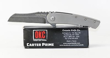 Ontario Carter Prime Flipper Titanium Handle Pocket Knife D2 Plain Edge 8875
