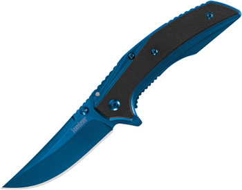 Kershaw Outright Pocket Knife Flipper Blue Handle Plain edge 8320 Kershaw Outright Pocket Knife Flipper Blue Handle Plain edge 8320