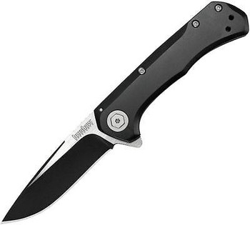 Kershaw Showtime Plain Edge Pocket Knife Black Handle two tone blade 1955