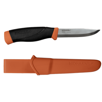 Mora Companion Heavy Duty Fixed Blade Knife Burnt Orange Black Handle Plain Edge 13259