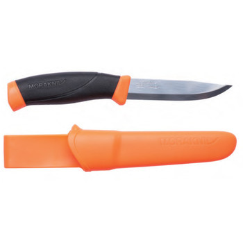 Mora Companion Heavy Duty Fixed Blade Knife Burnt Orange Black Handle Plain Edge 13259