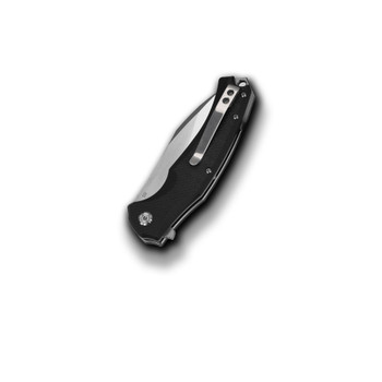 QSP Snipe Liner Lock Pocket Knife Black G10 Handle Plain Satin D2 Edge QS121-C