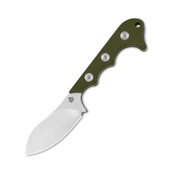 QSP Neckmuk Fixed Blade Neck Knife OD Green G10 Handle Plain Satin D2 Edge QS125-C