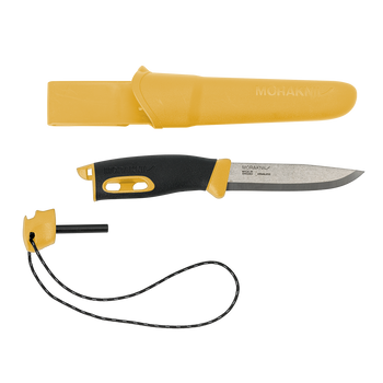 Mora Companion Spark Fixed Blade Knife Black Yellow Handle Plain Edge Sheath 13573 Mora Companion Spark Fixed Blade Knife Black Yellow Handle Plain Edge Sheath 13573
