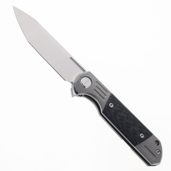 TwoSun TS49 Frame Lock Folding Knife Titanium + Carbon Fiber Handle Plain D2 Blade