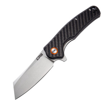 CJRB Crag Folder Pocket Knife Black Carbon Fiber Handle Plain D2 Blade J1904-CF