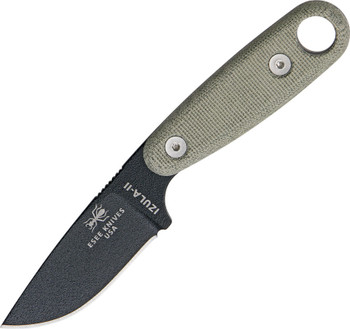 ESEE Knives Izula II Neck Knife Fixed Black Plain Edge Blade Canvas Micarta Handle