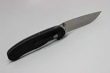 Ontario RAT 1  Folding Pocket Knife Plain Edge Satin Finish Black Handle 8848
