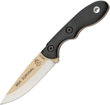 Tops Knives Mini Scandi Survival Fixed Blade Knife Black Micarta Handle Tan Blade MSK-SURV