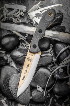 Tops Knives Mini Scandi Survival Fixed Blade Knife Black Micarta Handle Tan Blade MSK-SURV Tops Knives Mini Scandi Survival Fixed Blade Knife Black Micarta Handle Tan Blade MSK-SURV