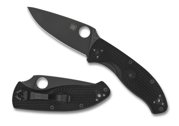 Spyderco Tenacious Lightweight Knife Black FRN Handle Plain Black Blade C122PBBK
