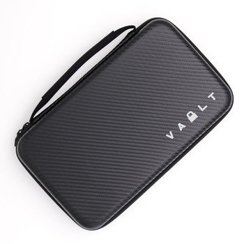 Vault Knife Case Large Black Faux Carbon Fiber Smooth Outer Shell Elastic Holders
