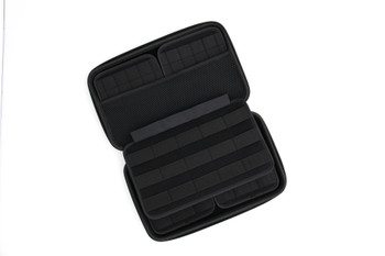 Vault Knife Case Large Black Faux Carbon Fiber Smooth Outer Shell Elastic Holders