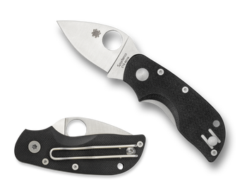 Spyderco Chicago Folding Knife Leaf Plain Edge Blade LinerLock Black G10 Handle C130GP