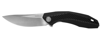 Kershaw 4038 Dmitry Sinkevich Tumbler Flipper Knife 3.25 Stonewashed D2  Drop Point Blade, Black G10 Handles with Carbon Fiber Inlays - KnifeCenter