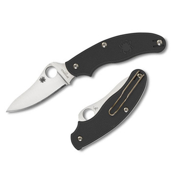 Spyderco UK Penknife Folding Knife Drop Point Plain Edge Blade SLIPITS Black FRN Handle C94PBK3