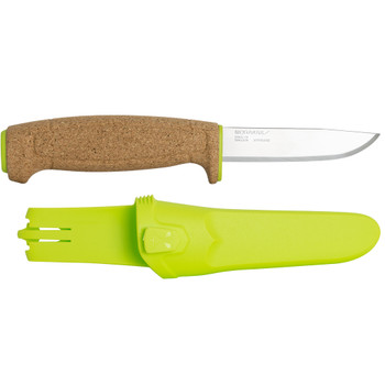Mora Floating Fixed Blade Knife Cork Handle w/ Lime Green Plain Edge 13686