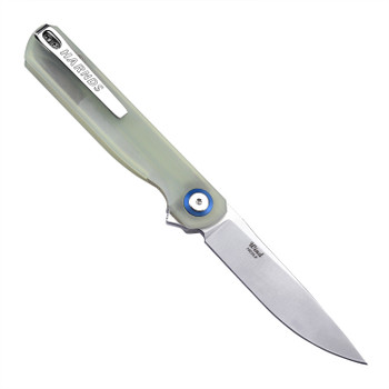 Harnds Wind Flipper Knife Transparent Cyan G10 Handle Plain Satin Blade CK9200TC-S