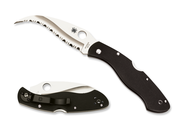 Spyderco Matriarch 2 Knife VG-10 Serrated Edge Black FRN Handle