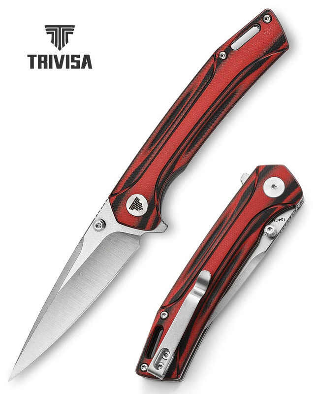 Trivisa Volans-04K Folding Knife Khaki Micarta Handle 154CM Plain